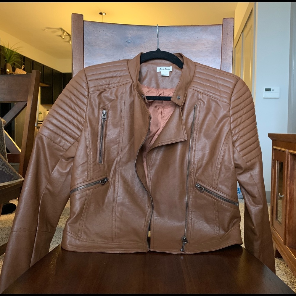 Light brown, barely worn leather jacket